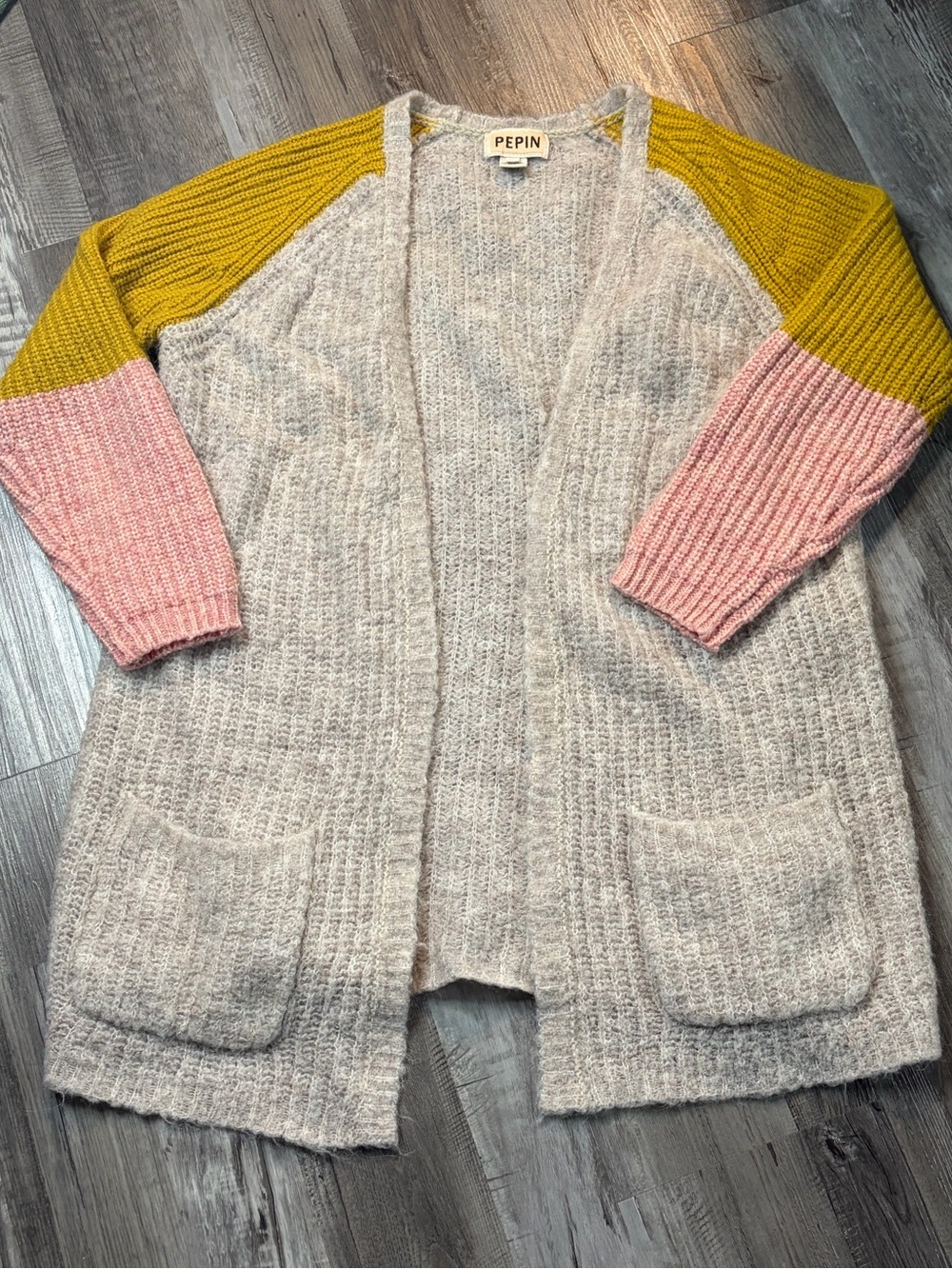 Pepin Colorblock Open-Front Cardigan - Cream, Mustard, Pink